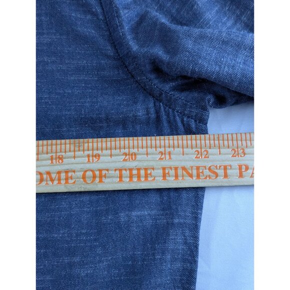 Buffalo David Bitton Mens Large Blue Denim Metal Button Up Long Sleeve Shirt - Picture 5 of 15